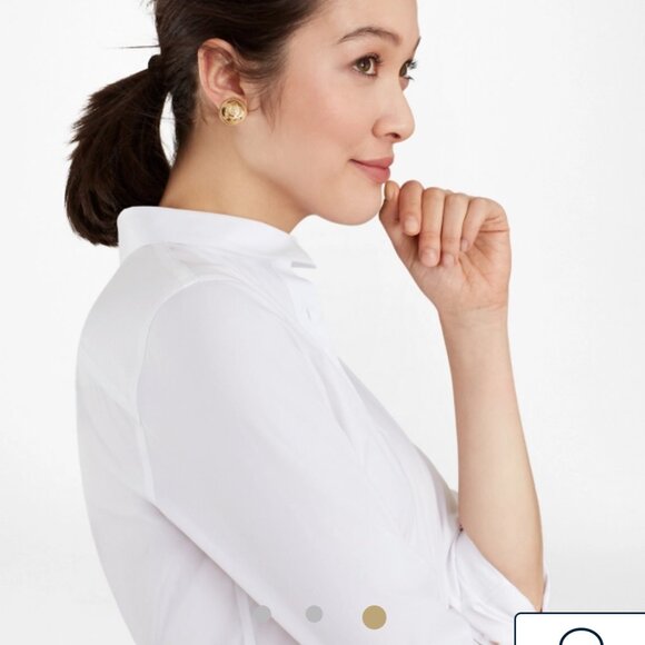 Brooks Brothers Petite Tailor-Fit Performance Non-Iron Twill White Shirt - Picture 3 of 6